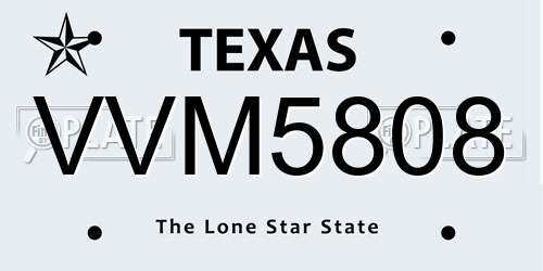 VVM5808 Texas License Plate