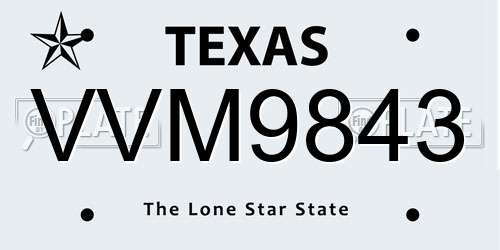 VVM9843 Texas License Plate