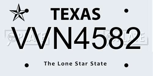 VVN4582 Texas License Plate