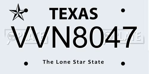 VVN8047 Texas License Plate