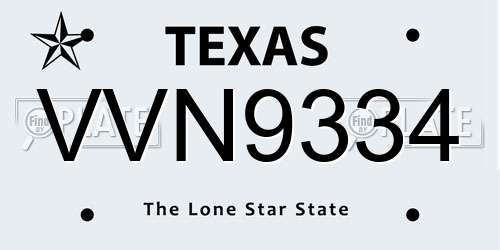VVN9334 Texas License Plate