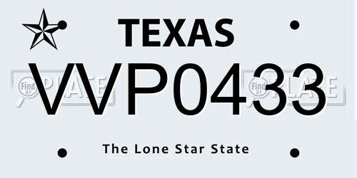 VVP0433 Texas License Plate