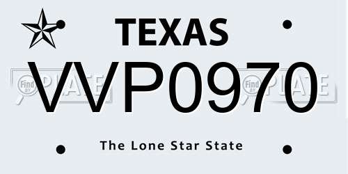 VVP0970 Texas License Plate