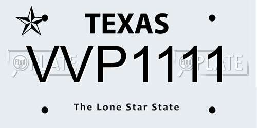 VVP1111 Texas License Plate