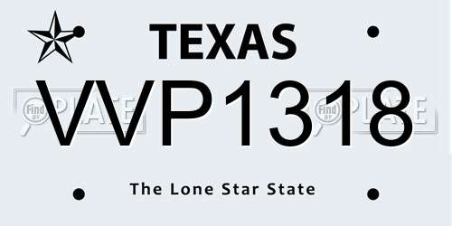 VVP1318 Texas License Plate