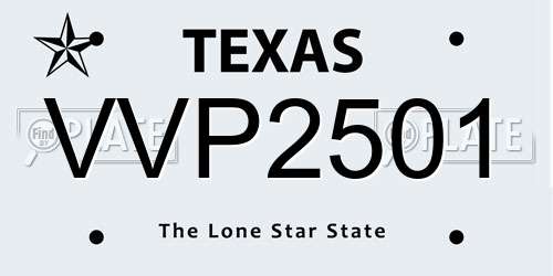 VVP2501 Texas License Plate