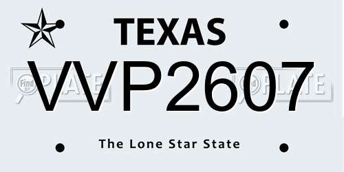 VVP2607 Texas License Plate