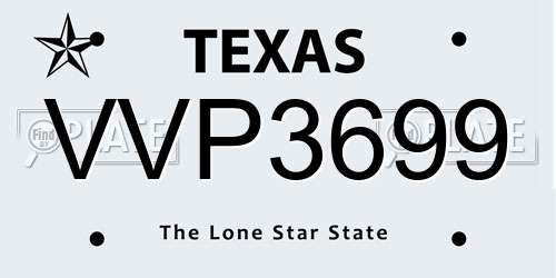 VVP3699 Texas License Plate