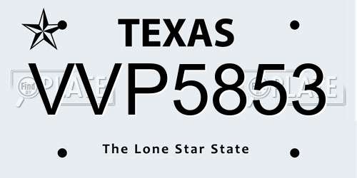 VVP5853 Texas License Plate
