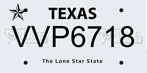 VVP6718 Texas License Plate