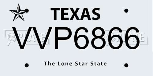 VVP6866 Texas License Plate