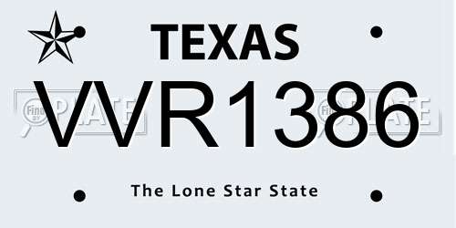 VVR1386 Texas License Plate