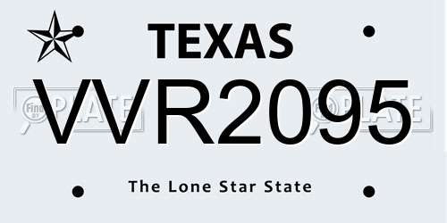 VVR2095 Texas License Plate