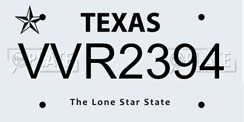 VVR2394 Texas License Plate