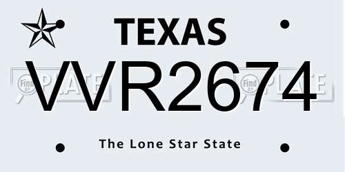 VVR2674 Texas License Plate