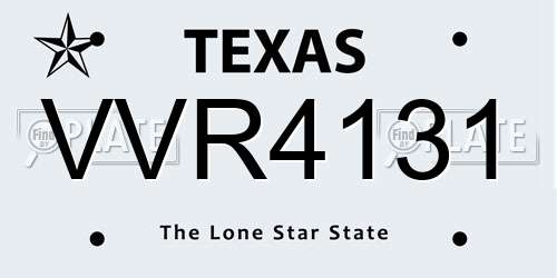 VVR4131 Texas License Plate