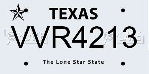 VVR4213 Texas License Plate