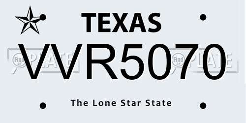 VVR5070 Texas License Plate