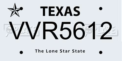 VVR5612 Texas License Plate