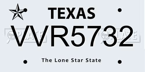 VVR5732 Texas License Plate