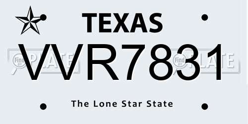 VVR7831 Texas License Plate