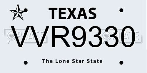 VVR9330 Texas License Plate