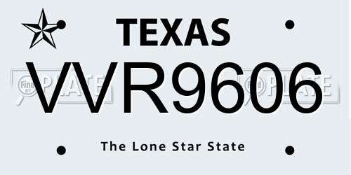 VVR9606 Texas License Plate