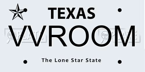 VVROOM Texas License Plate
