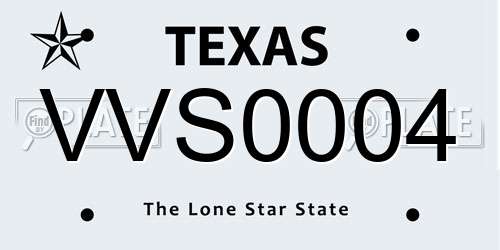 VVS0004 Texas License Plate