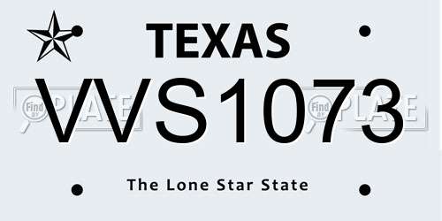 VVS1073 Texas License Plate