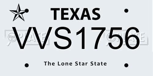 VVS1756 Texas License Plate