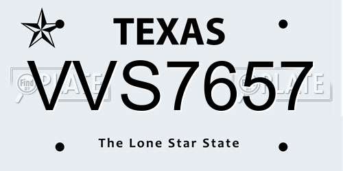 VVS7657 Texas License Plate
