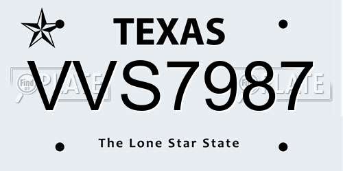 VVS7987 Texas License Plate