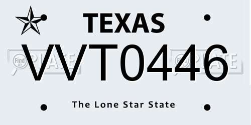 VVT0446 Texas License Plate