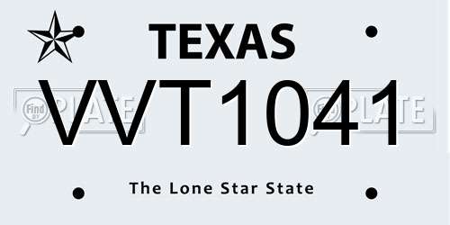 VVT1041 Texas License Plate