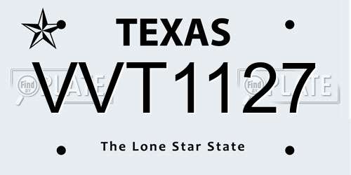 VVT1127 Texas License Plate