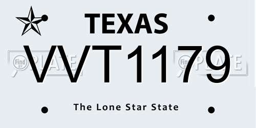VVT1179 Texas License Plate