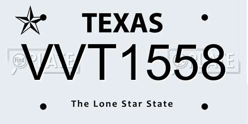 VVT1558 Texas License Plate