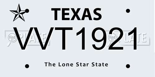 VVT1921 Texas License Plate