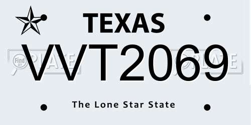 VVT2069 Texas License Plate