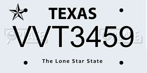 VVT3459 Texas License Plate