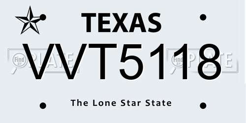 VVT5118 Texas License Plate