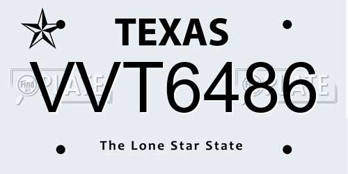 VVT6486 Texas License Plate