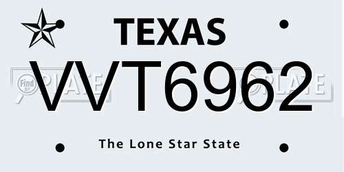 VVT6962 Texas License Plate