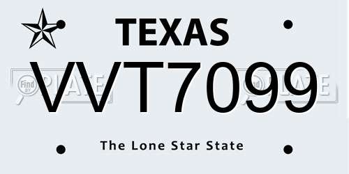 VVT7099 Texas License Plate