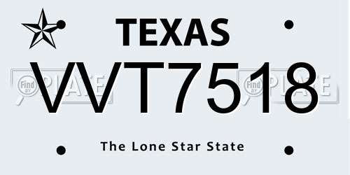 VVT7518 Texas License Plate