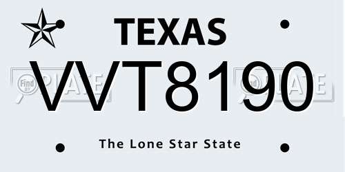 VVT8190 Texas License Plate