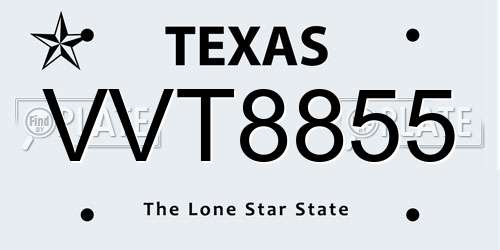 VVT8855 Texas License Plate