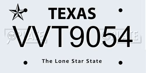 VVT9054 Texas License Plate