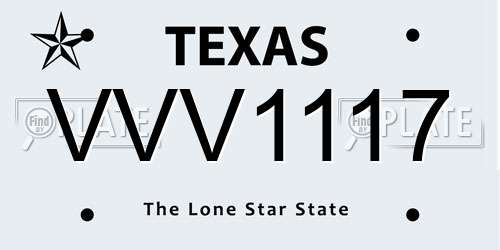 VVV1117 Texas License Plate